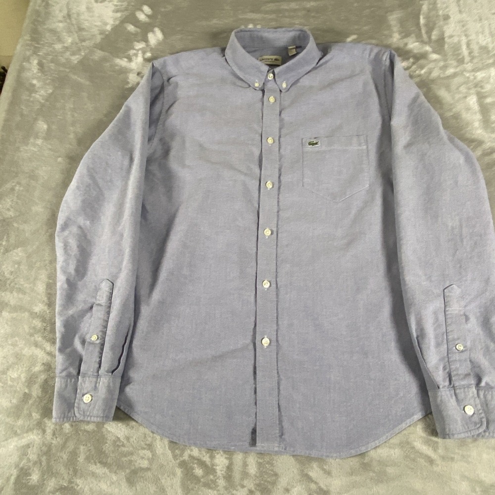 Lacoste Men's Regular Fit Cotton Oxford Shirt Light Blue Size 42 Large